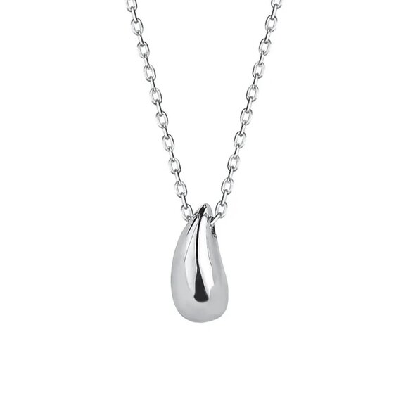 Sterling Silver Water Drop Pear Shape Dainty Delicate Pendant Necklace - Picture 5 of 6